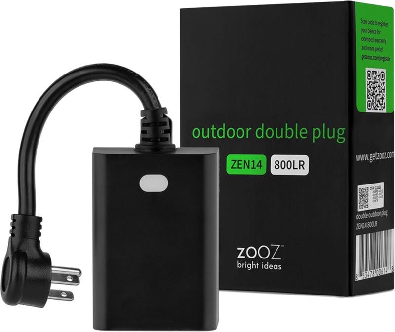 ZOOZ 800 Series Z-Wave Long Range Outdoor Double Plug ZEN14 | Hub Required | Works with The Z-Box Hub, Home Assistant, and Hubitat - Image 1